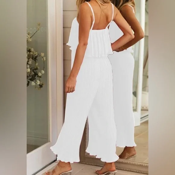 Pants Jumpsuits Nwt Womens Casual Pleated Ruffled Wide Leg
